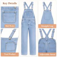 Salopette en jean lavable en machine avec détail poche, style Dungarees, pour un look quotidien décontracté
