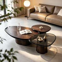 Table à thé combinée trois pièces en résine, forme organique Wabi Sabi, haut de gamme, pour hall de club, OEM ODM, vente en gros Jiangyue J749
