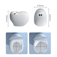 WC monobloc moderne avec abattant rond, fonctionnalités complètes, chasse d'eau automatique, en céramique, à poser au sol, télécommande incluse