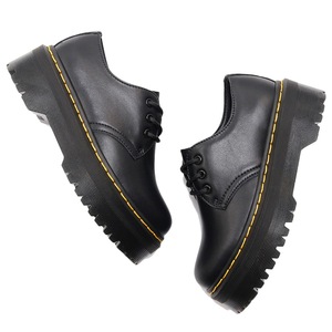 Botines de Cuero de Suela Gruesa y Corte Bajo, Estilo Británico, Casuales, Versátiles, con Aumento de Altura, Punta Redonda, con Cordones, Antideslizantes - Product Image 6
