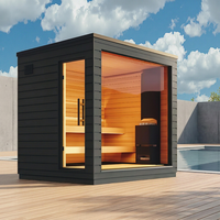 Cabine de sauna en bois massif pré-perforée avec panneau de commande électrique pour ordinateur et kit de poêle à sauna complet pour usage extérieur domestique
