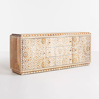 Mesa de Centro de Madera Maciza Estilo Retro Francés, Gabinete de Entrada, Consola para Recibidor, Aparador para Sala de Estar; Muebles para Hotel y Villa