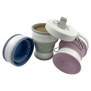 Custom Size Eco-friendly Portable Durable Travel Folding <b>Cup</b> Silicone <b>Collapsible</b> Reusable Coffee Mug Water Camping <b>Cup</b> With Lid - Product Image 2