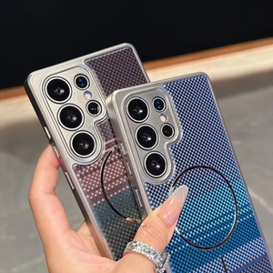 Fundas para Teléfono <span class=keywords><strong>de</strong></span> PC con Diseño <span class=keywords><strong>de</strong></span> Fibra <span class=keywords><strong>de</strong></span> Carbono y Recubrimiento <span class=keywords><strong>de</strong></span> Color para <span class=keywords><strong>Samsung</strong></span> Galaxy S24 S25 Ultra, Carga Magnética, Resistentes a Impactos - Product Image 2