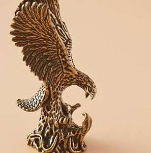 Sculpture d'aigle vintage en laiton massif avec des <span class=keywords><strong>ailes</strong></span> majestueuses étendues, décoration rétro pour bureau, bibliothèque, salon - Product Image 2