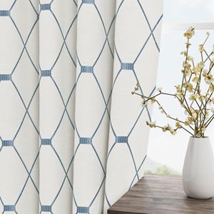 Thêu kết cấu nặng Rèm cửa với rô mô hình trang trại cửa sổ Grommet valances cho phòng khách - Product Image 3