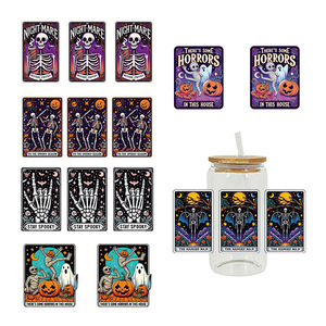 Vinilos para Vasos Uv Dtf de 16 oz con Diseño de Pesadilla Nocturna, Adhesivos con Logotipo de Esqueleto Bailarín - Product Image 3