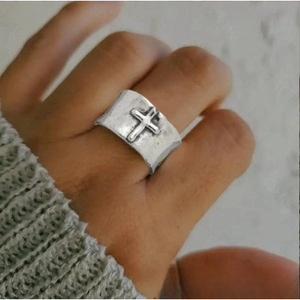 Silver Wide Band <b>Ring</b> Cross Design Unisex Jewelry Gift - Product Image 3