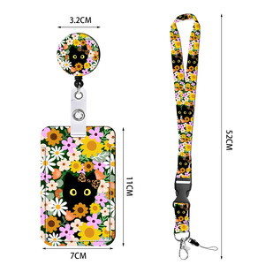 Porte-badge Yoyo XXH en acrylique imprimé papillon fluorescent avec couvercle coulissant à pression et cordon tressé - Product Image 2