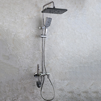 Robinet de douche et baignoire mural thermostatique moderne en acier inoxydable avec noyau en céramique, poignée unique, finition brossée carrée