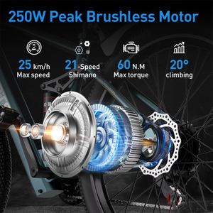 Bicicleta Eléctrica de Montaña Aairsk con Motor Trasero sin Escobillas, Batería de Litio de 36V 13AH, Alta Energía, Neumáticos Todoterreno, Doble Suspensión - Product Image 4