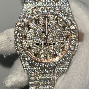 Đồng hồ Moissanite 40MM vượt qua bài kiểm tra, phong cách Hip Hop, mạ bạc vàng hồng, máy cơ, dành cho nam - Product Image 2