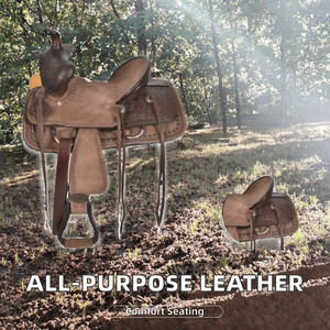 Silla de Montar Western Premium Hecha a Mano de Cuero Genuino con Herrajes para Senderismo y Rancho, con Estribos y Accesorios - Product Image 2