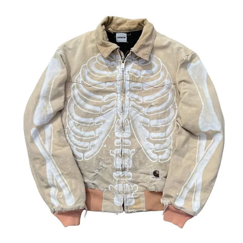 DiZNEW Custom varsity jacket chenille skull embroidery letterman motorcycle hip hop men bomber jacket