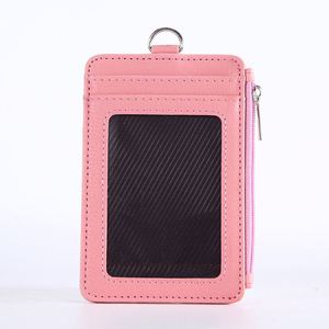 Multi-Card PU Badge Holder Retractable Buckle Lanyard with Key Ring Coin <b>Purse</b> Wallet for Work & Business Use - Product Image 4