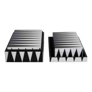 Set di scatole decorative con motivo triangolare, moderne scatole portaoggetti in resina e legno con coperchi per gioielli, ricordi e decorazioni per la casa - Product Image 3