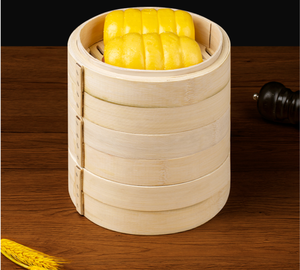 Vapeur en bambou 10 pouces 3 Niveaux Bague A Vapeur En Acier Inoxidable Panier Pour <span class=keywords><strong>Les</strong></span> Boulettes Papacon Bois - Product Image 4