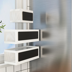 Estante magnético rectangular para almacenamiento lateral en el refrigerador de la cocina, montado en la pared para condimentos, cebollas, jengibre y ajo. - Product Image 4