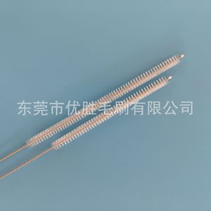 Brosse d'entretien pour instruments 320 mm, poils en nylon pleine longueur, forme ronde, filaments en acier inoxydable, outil de nettoyage médical - Product Image 4