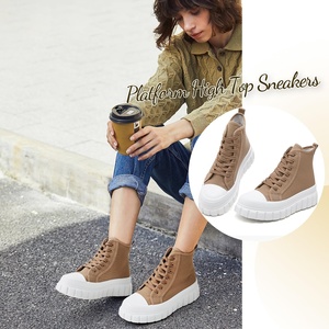 Baskets montantes à plateforme pour femmes - Chaussures <span class=keywords><strong>en</strong></span> <span class=keywords><strong>toile</strong></span> classiques à lacets pour le <span class=keywords><strong>tennis</strong></span> et la marche décontractés, confortables et élégantes (ODM/OEM) - Product Image 2