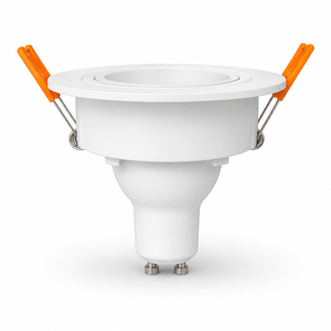 กรอบไฟสปอตไลท์ LED สีขาวทรงกลมแบบฝังพร้อมคลิปหนีบ ฝาครอบไฟภายในอาคาร ผิวขัดเงา สำหรับ GU10 MR16 - Product Image 4