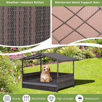 Nichoir pour chien en rotin résistant aux intempéries, pour intérieur et extérieur, lit surélevé pour chiot, abri pour chien pour le jardin
