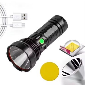 ไฟฉายอลูมิเนียมอัลลอยด์ T40 LED แบบชาร์จไฟได้สำหรับใช้งานกลางแจ้ง พร้อมพอร์ตชาร์จ USB - Product Image 1