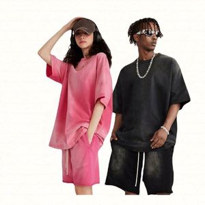 Women's Custom Streetwear T-Shirts Knitted 100% Cotton Washed Gradient Colors Breathable Soft Anti-Shrink - Product Image 6