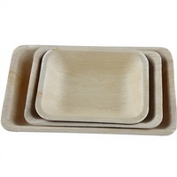 Plateaux de service rectangulaires jetables en feuilles de palmier naturelles de 10 pouces, biodégradables et écologiques, pour les fêtes