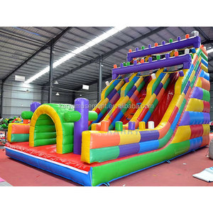 Khối Xây Dựng Thương mại bơm hơi lớn bị trả lại ướt và khô trượt lớn trượt bơm hơi cho trẻ em cho thuê với hai Slide - Product Image 1