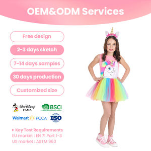 Robe <span class=keywords><strong>en</strong></span> tulle satinée rose, costume à thème <span class=keywords><strong>licorne</strong></span> pour le marché américain et europé<span class=keywords><strong>en</strong></span>, anniversaires et rassemblements à thème - Product Image 1