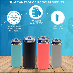 Vente en gros de glacières slim en néoprène blanc et noir vierges à sublimation personnalisées - Product Image 5