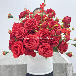 ลูกบอลดอกไม้ทำจากผ้าไหมสีแดงประดับโต๊ะประดับกลางโต๊ะสำหรับงานแต่งงานทำจาก2024 - Product Image 4