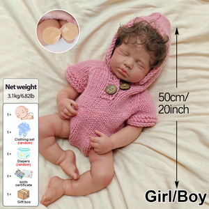 50厘米楼楼硅胶熟睡重生娃娃长纤毛新生儿逼真娃娃可爱生日礼物儿童玩具 - Product Image 5