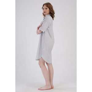 Túnica de manga corta para mujer, con hombros descubiertos, totalmente abotonada, estilo camisa con falda ovalada, de punto - Product Image 3