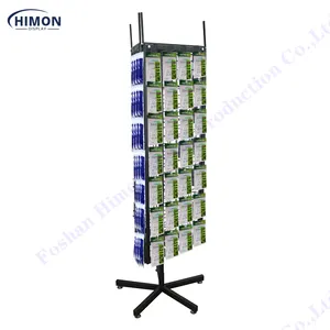 Rotating Stand Display Rack 360 Revolving 3 Side Hanging Mobile Accessories Stand Wire Grid Display Rack