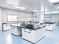 Meuble de laboratoire moderne et durable avec évier intégré, revêtement en poudre, poste de travail en acier inoxydable pour laboratoire de chimie