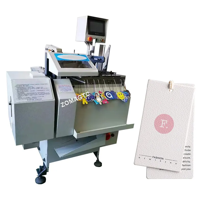 Automatic Clothes Tag Cord Stringing Machine Hangtag Making Tagging Threading Label String Inserting Hang Tag Tying Machine