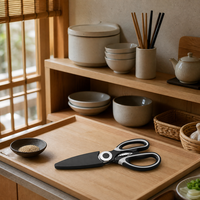 Ciseaux de cuisine de style coréen, lame en acier inoxydable, poignée antidérapante avec étui, outil de cuisine pour la maison et les cafés, vente en gros