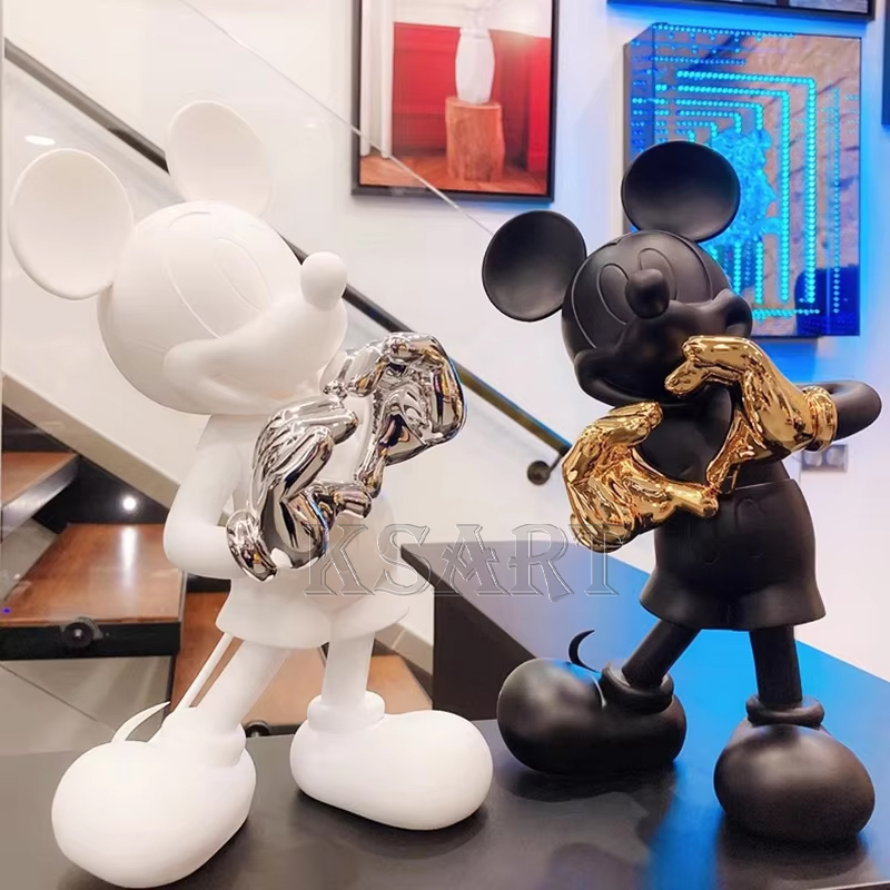 Life-Size Fiberglass Mickey and Minnie Mouse Sculpture – Colorful