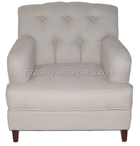 Divano monoposto bianco riso con decorazione a bottone <span class=keywords><strong>e</strong></span> braccioli arrotondati su gambe in legno - Product Image 2