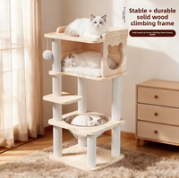 Arbre à chat à trois niveaux avec maison intégrée, griffoir en sisal, mobilier multifonctionnel pour animaux de compagnie d'intérieur, jouet de jeu et de repos pour chat