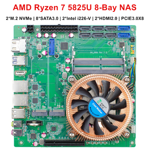 Placa Base Topton N21 NAS de 11 Bahías, AMD Ryzen 9 <span class=keywords><strong>5900H</strong></span>/HX 7 5825U, 8*SATA, 3*NVMe, 2*2.5G LAN, 2*DDR4, Gaming, Firewall, ITX - Product Image 2