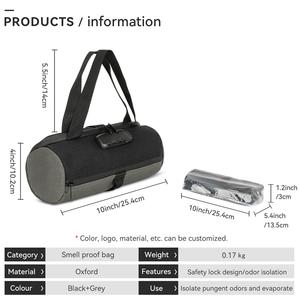 ナイロン & オックスフォード防臭スタッシュケースコンテナトラベル収納バッグ、コンビネーションロック防臭バッグ付き - Product Image 6