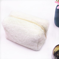 Pochette cosmétique en peluche Macaron, couleur bonbon, portable, douce et moelleuse, trousse de maquillage pour femmes, organiseur de cosmétiques de voyage