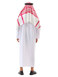 Tenue de performance cosplay émirati de luxe de Dubaï, robe blanche arabe, ensemble de costume de prince arabe avec bandeau pour homme - Product Image 5