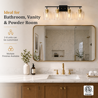 Appliques murales modernes personnalisées multi-lumières pour salle de bain, abat-jour en verre, base E26, pour éclairage de couloir et porche, certifiées ETL, directement de l'usine