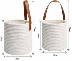 Hot Sale White Woven Cotton Rope Plant <b>Basket</b> <b>Foldable</b> and Versatile for Storage for <b>Laundry</b> Toys Planter <b>Baskets</b> - Product Image 4