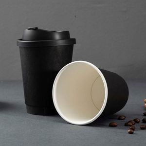 Gobelet à café jetable à double paroi épaissi, tout noir, de 90 mm de diamètre, pour boissons chaudes, anti-brûlure et anti-fuite - Product Image 1