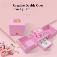 Nouvelle boîte cadeau double porte en forme de rose, nouvelle boîte à bijoux en forme de fleur de savon préservée, étui de rangement pour bagues et colliers